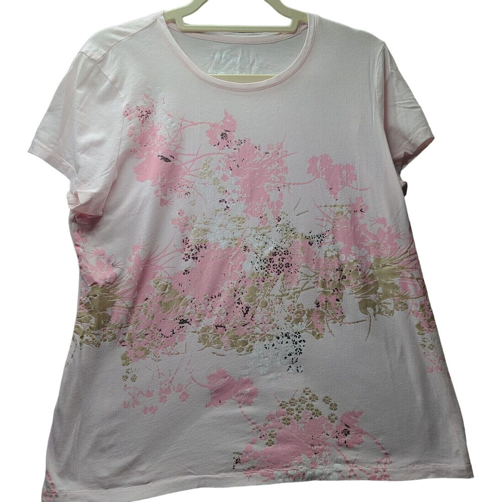 Izod Womens T-Shirt Multi-Color Size XL 100% Cotton Short Sleeve Pullover Floral